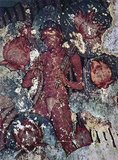 Sittanavasal (Tamil name: சித்தன்னவாசல்) is a small hamlet in Pudukkottai district of Tamil Nadu, India.<br/><br/>

The Sittanavasal Cave, also known as Arivar Kovil, is a Jain monastery of the 7th century, small in size, excavated in a bluff on the western slope of the hill in its centre. It is noted for its paintings which have been painted in fresco-secco technique with many mineral colours. The painting themes depict a beautiful lotus pond and flowers, people collecting lotuses from the pond, two dancing figures, lilies, fish, geese, buffaloes and elephants.